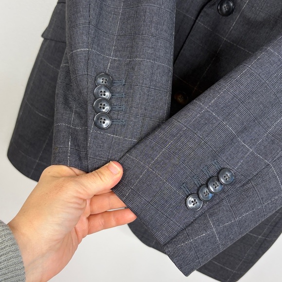 Atelier Munro Sport Coat Mens 40S Gray Glencheck Windowpane Wool Custom Made - Picture 9 of 16